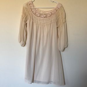 cream long sleeve dress